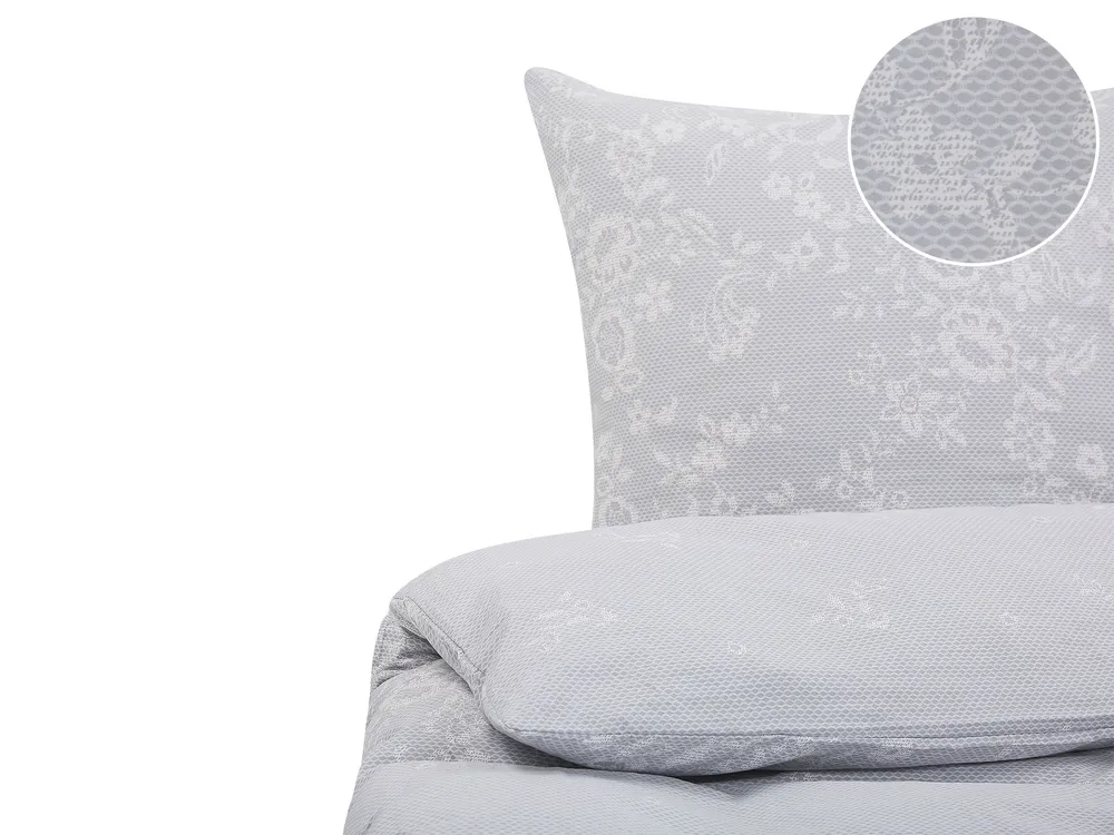Conjunto Completo de Cama Conjunto de capas de edredão em algodão acetinado cinzento 200 x 220 cm MORNINGSIDE