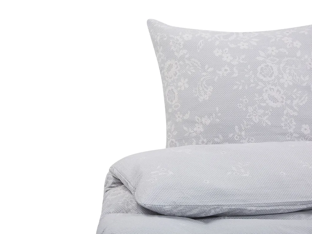 Conjunto Completo de Cama Conjunto de capas de edredão em algodão acetinado cinzento 200 x 220 cm MORNINGSIDE