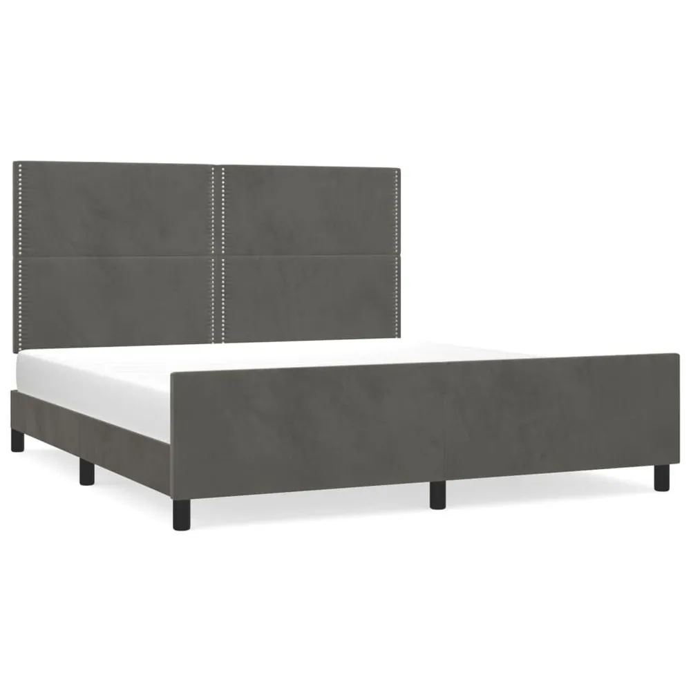 Edredão de Microfibra Estrutura de cama com cabeceira 180x200cm veludo cinzento-escuro