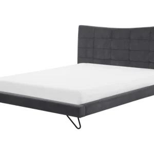 Velvet EU King Size Bed Grey LANNION