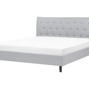 Cama de casal em tecido cinzento visível 180 x 200 cm SAVERNE