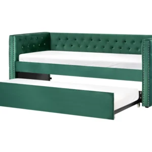 Conjunto de Cama Cama dupla em veludo verde esmeralda 90 x 200 cm GASSIN