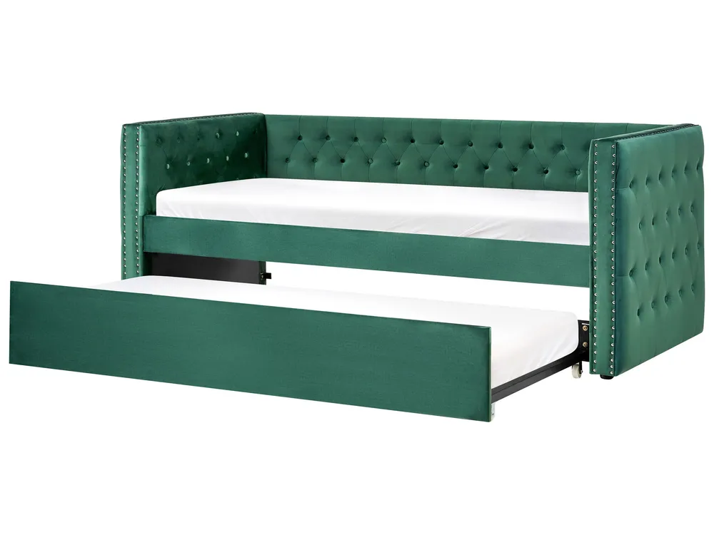 Conjunto de Cama Cama dupla em veludo verde esmeralda 90 x 200 cm GASSIN