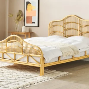 Rattan EU King Size Bed Light Wood DOMEYROT