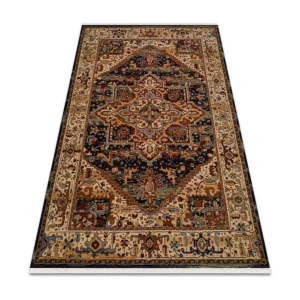 Lençol de Cama com Elástico Tapete KESHAN franjas, Ornamento, quadro oriental 2886/53511 bege / az 200x290 cm