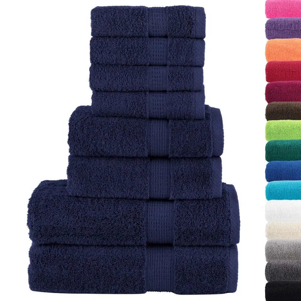 8pcs Conjunto toalha seleto SOLUND 600 gsm azul-marinho