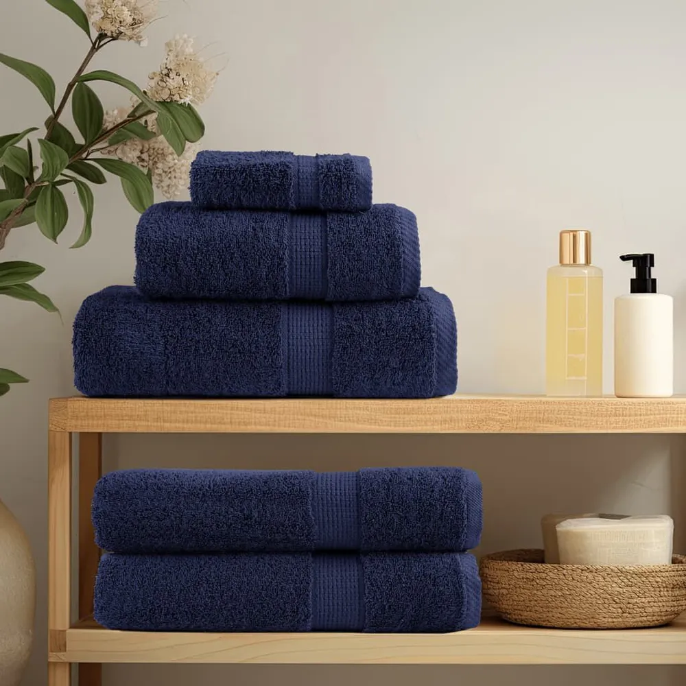 8pcs Conjunto toalha seleto SOLUND 600 gsm azul-marinho