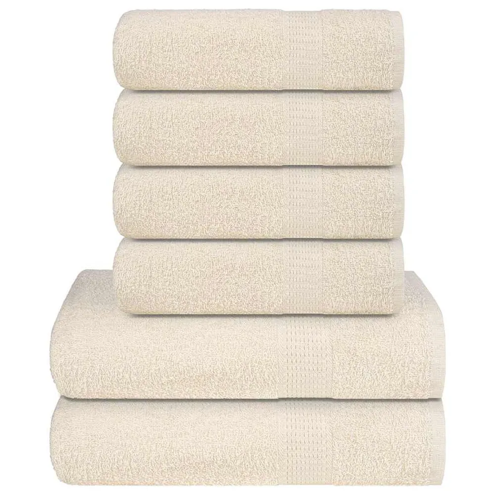 6 pcs Conjunto de toalhas 360 gsm 100% algodão creme - Toalha de Banho de Alta Qualidade