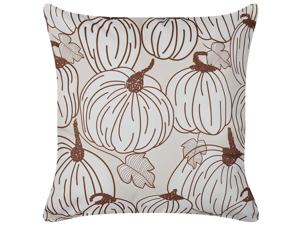 Set 2 Tecido macio Cushions Pumpkin Pattern 45 x 45 cm Beige GOURD