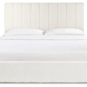 Kit Completo Cama Baú Songe + Estrado Tecido Bouclé Bege 180 cm
