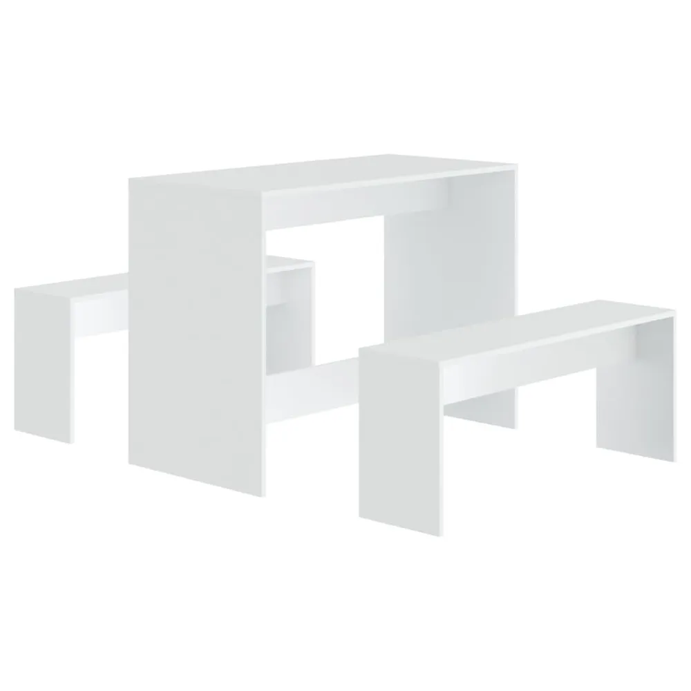 Mesa Extensível 3 pcs conjunto de jantar derivados de madeira branco
