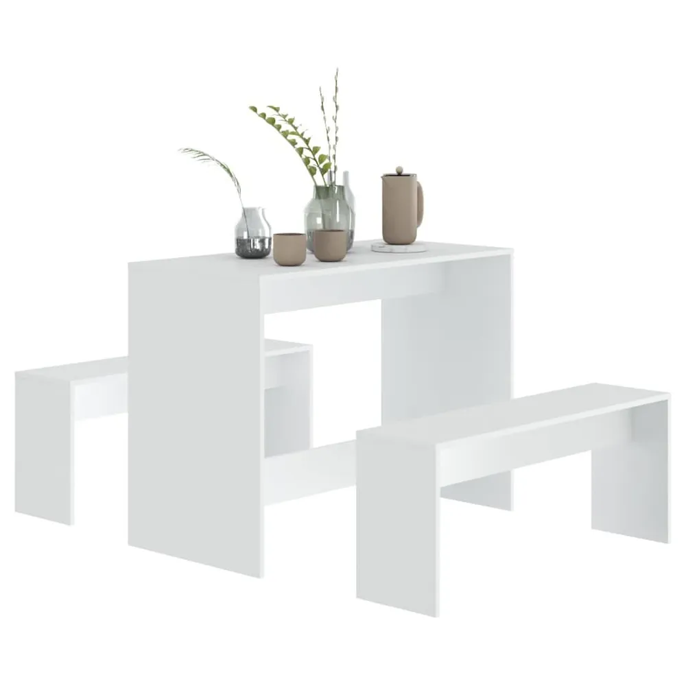 Mesa Extensível 3 pcs conjunto de jantar derivados de madeira branco