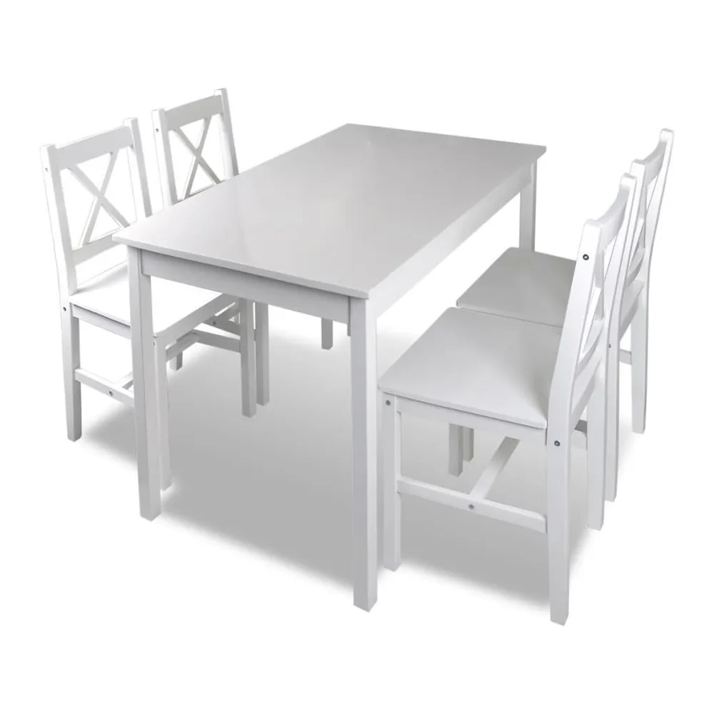 5 pcs Conjunto de jantar branco com 4 Gavetas