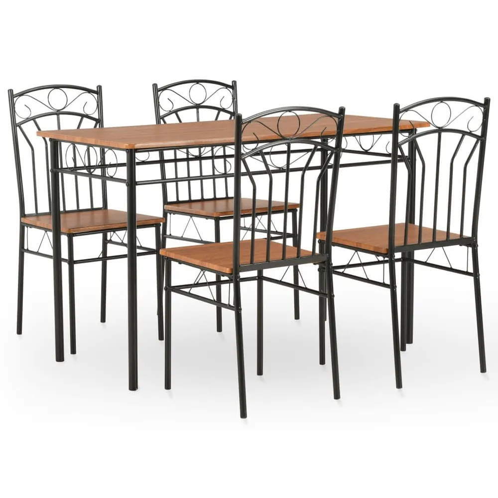 5 pcs conjunto de jantar em MDF e ço castanho Dimensões 180x90cm