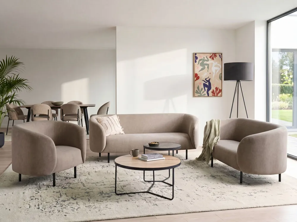 Coleção de Cama Temática Conjunto de sofás com 6 lugares em tecido taupe LOEN
