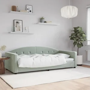 Coleção Completa de Cama Sofá-cama 90x200 cm veludo cinzento-claro