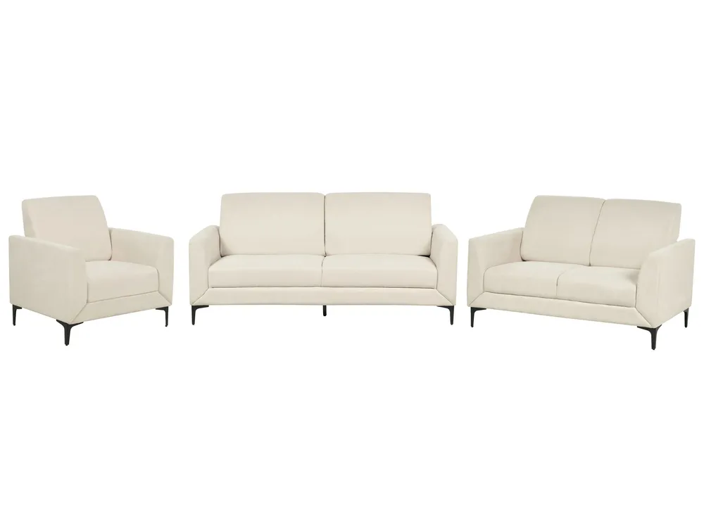 Coleção de Luxo Conjunto de sofás com 6 lugares em tecido creme FENES