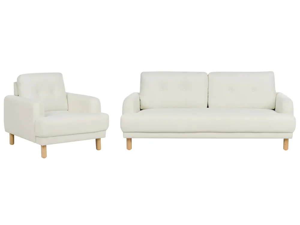 Conjunto de Cama de Algodão Conjunto de sofás com 4 lugares em tecido branco creme TUVE
