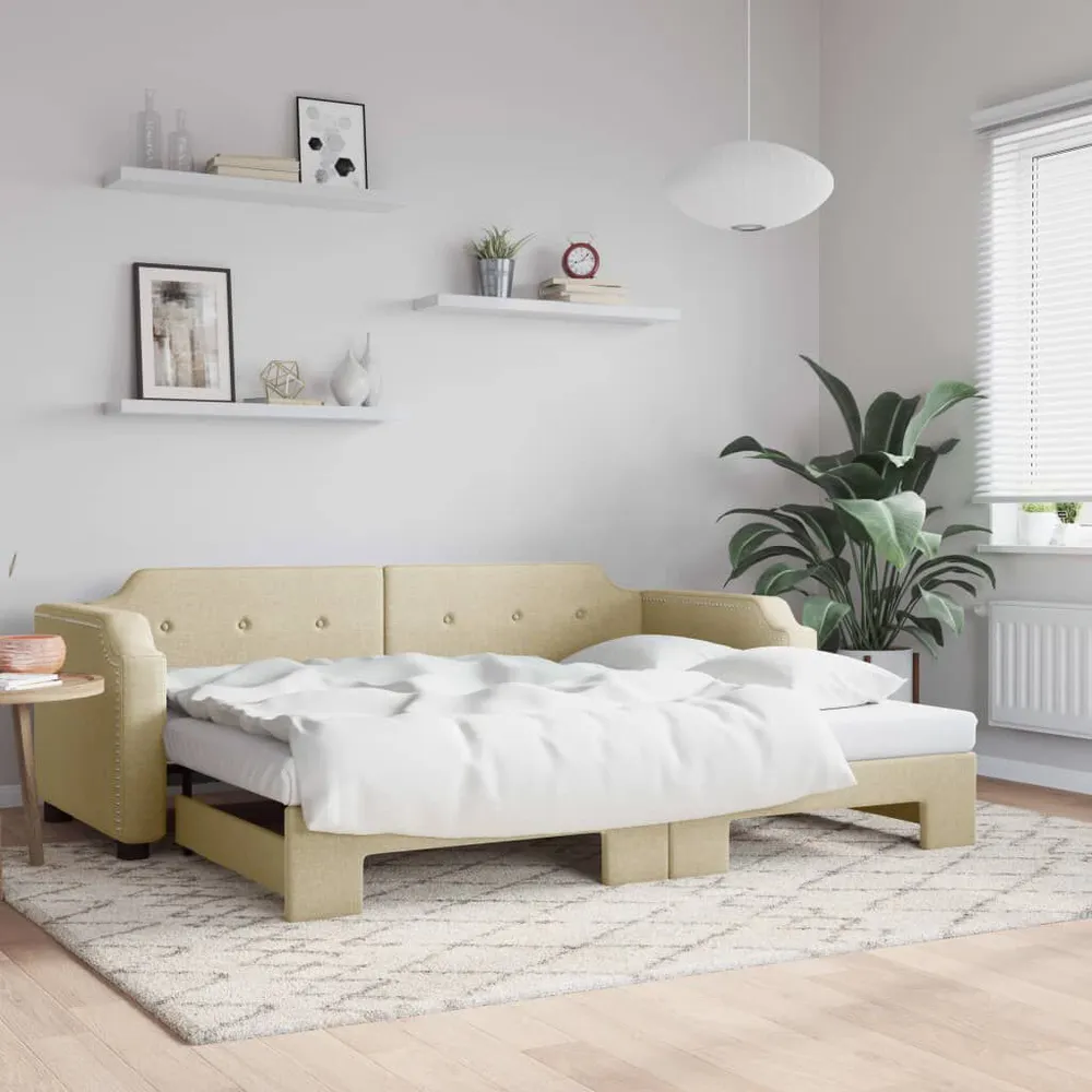 Conjunto de Cama de Algodão Sofá-cama com gavetão 90x200 cm tecido cor creme