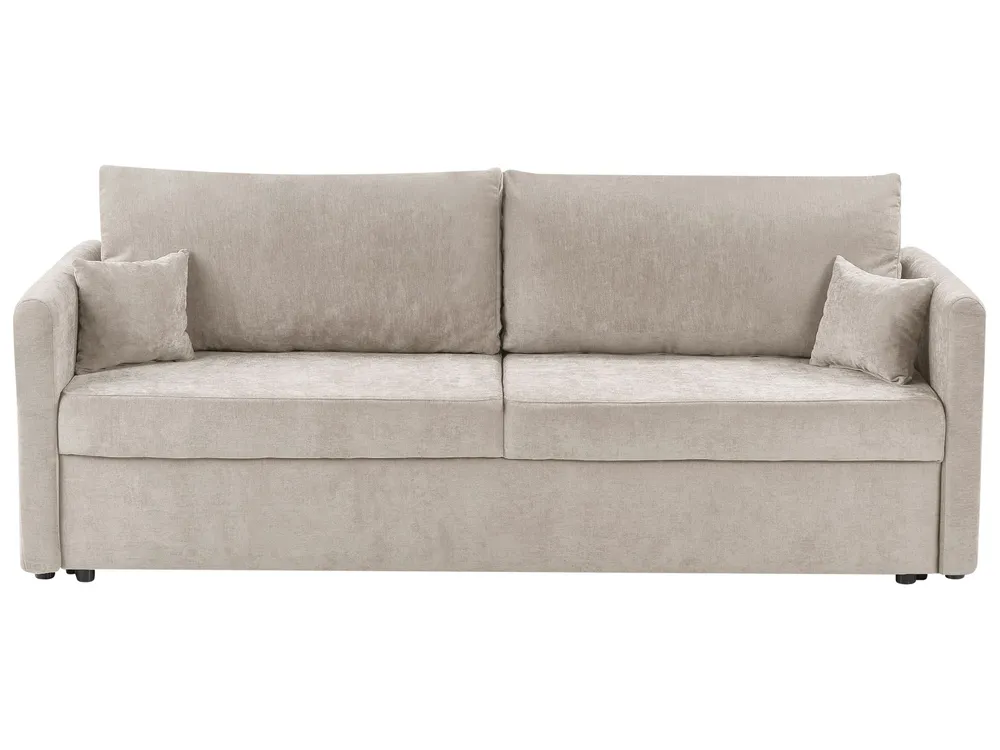 Conjunto de Cama de Algodão Sofá-cama 3 lugares com arrumação em tecido creme BLEIK