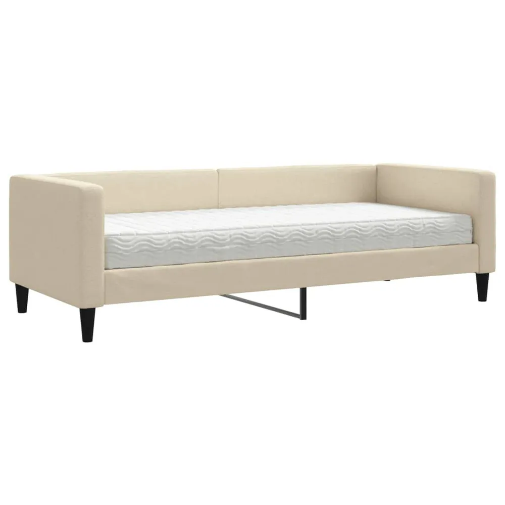 Conjunto de Cama de Casal Sofá-cama com colchão 80x200 cm tecido cor creme