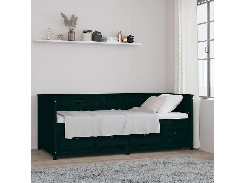 Conjunto de Roupa de Cama Coordenado Sofá-cama 90 x 200 cm madeira de pinho maciç preto