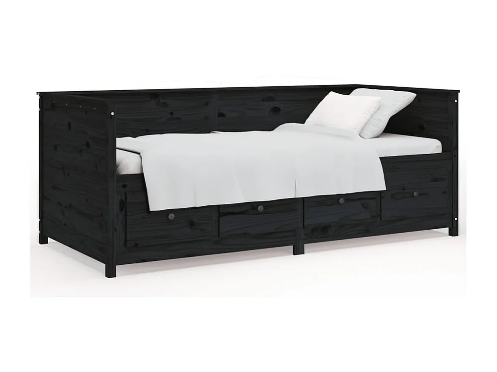 Conjunto de Roupa de Cama Coordenado Sofá-cama 90 x 200 cm madeira de pinho maciç preto