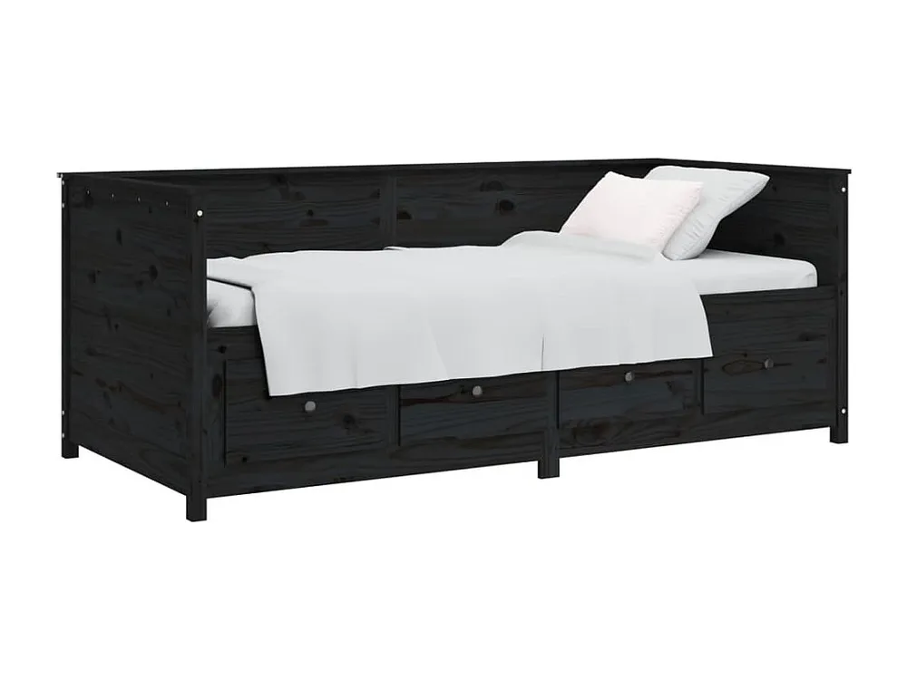 Conjunto de Roupa de Cama Coordenado Sofá-cama 90 x 200 cm madeira de pinho maciç preto