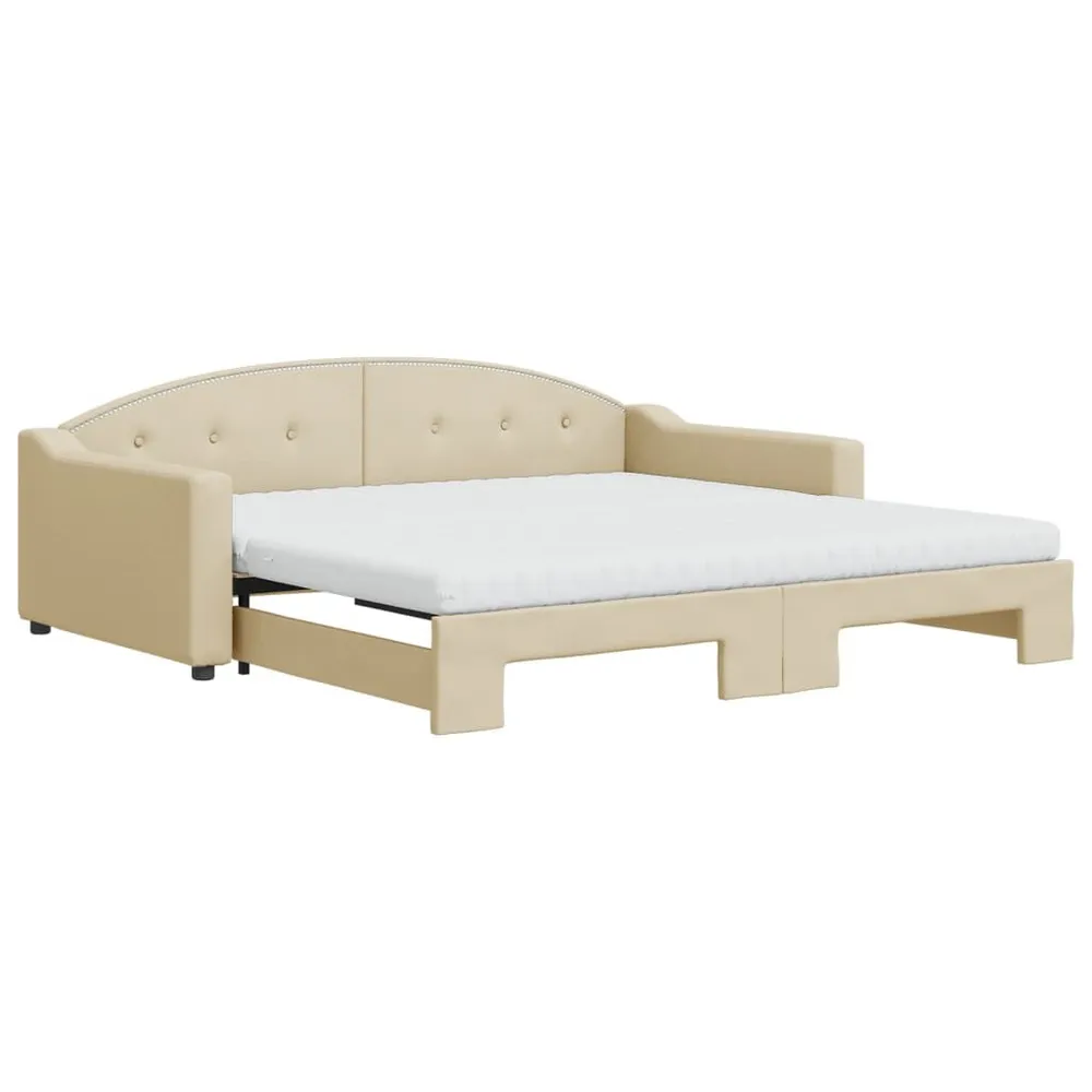 Conjunto de Roupa de Cama Coordenado Sofá-cama com gavetão e colchões 100x200 cm tecido cor creme