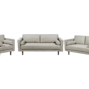 Conjunto de sofás 6 lugares em tecido taupe NURMO Design Escandinavo