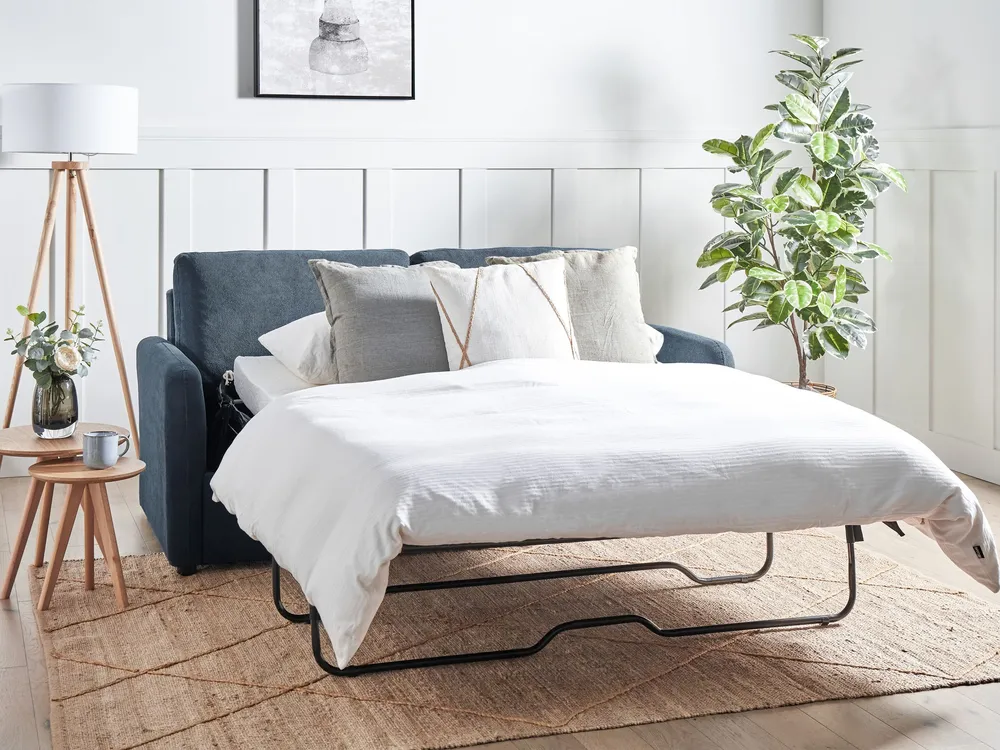 Kit de Cama com Edredom Sofá-cama com 3 lugares em tecido azul marinho BENNAS