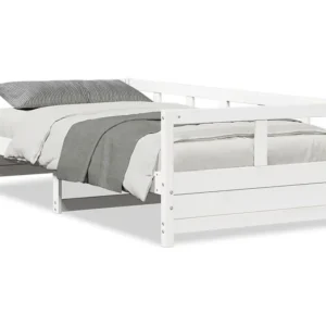 Kit Completo Sofá-cama 90 x 200 cm madeira de pinho maciç branco