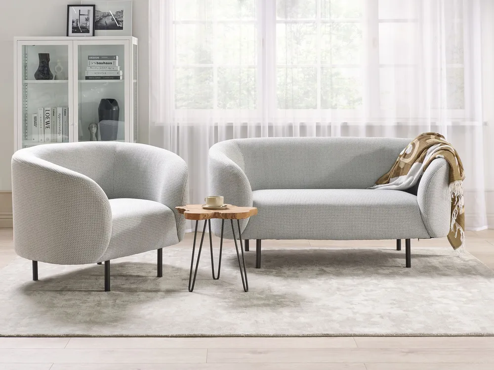 Kit de Quarto Completo Conjunto de sofás 6 lugares em tecido preto e branco LOEN