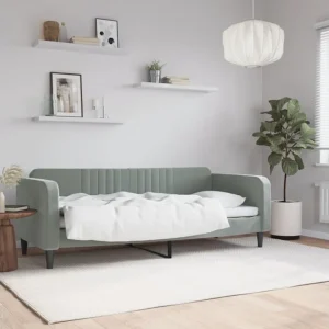 Sofá-cama 80x200 cm veludo cinzento-claro - 600 Fios