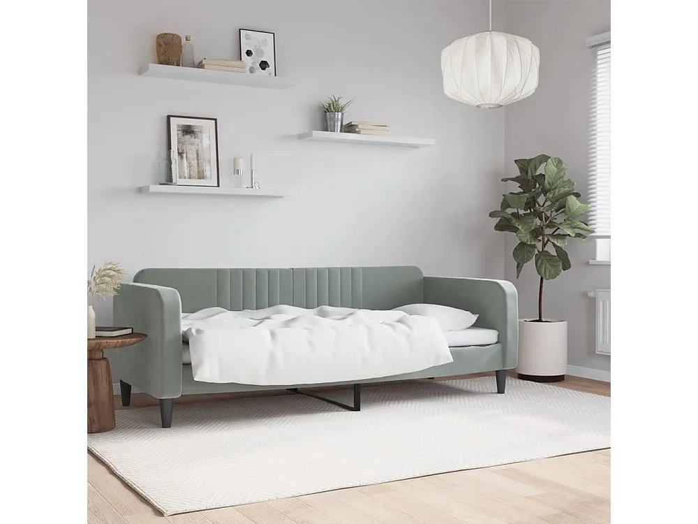 Sofá-cama 80x200 cm veludo cinzento-claro - 600 Fios
