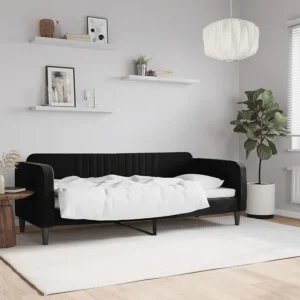 Sofá-cama 80x200 cm veludo preto Design Escandinavo