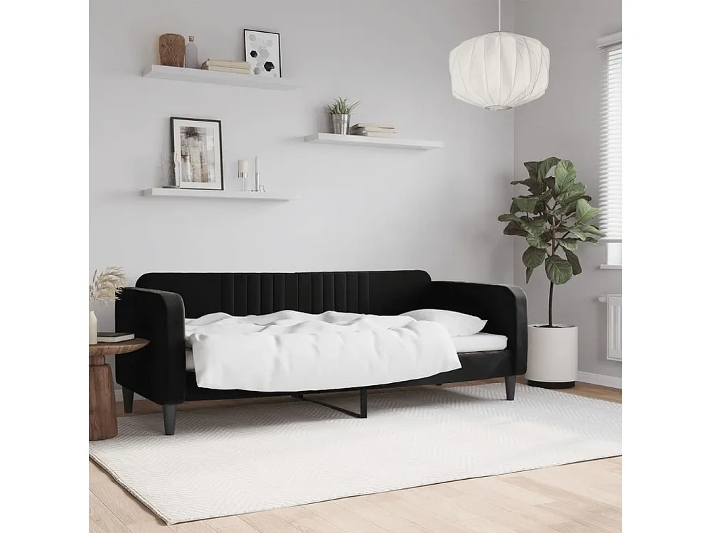 Sofá-cama 80x200 cm veludo preto Design Escandinavo