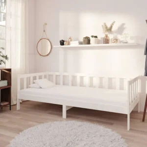 Sofá-cama 90x200 cm madeira de pinho maciç branco com Praticidade Total