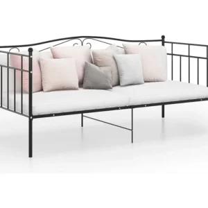 Sofá-cama 90x200 cm metálico preto com Praticidade Total