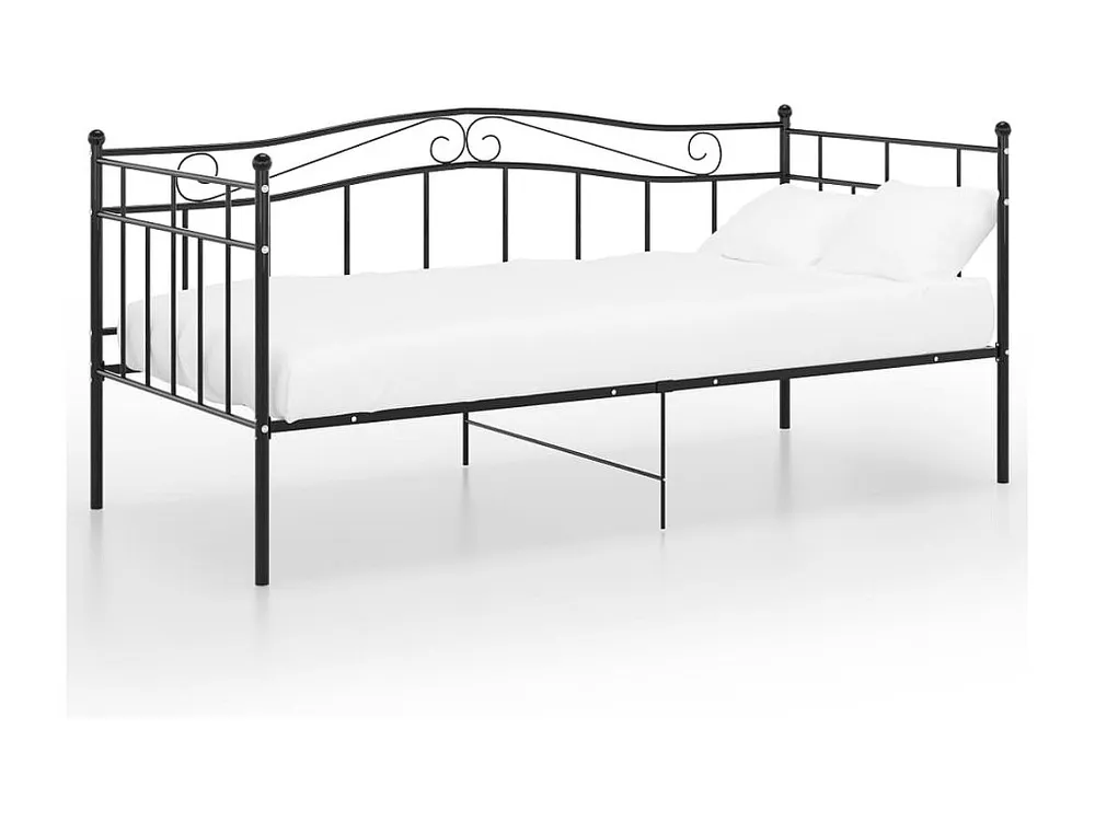 Sofá-cama 90x200 cm metálico preto com Praticidade Total