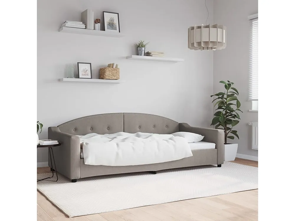 Sofá-cama 90x200 cm tecido cinzento-acastanhado para Bebés