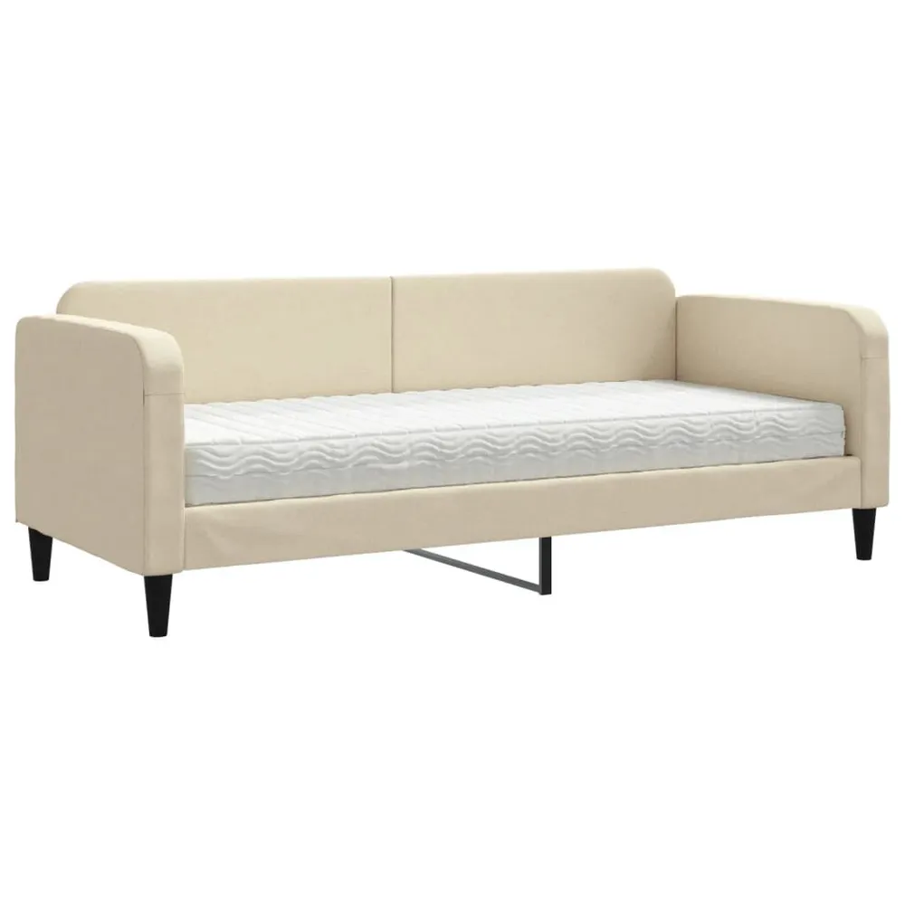 Sofá-cama com colchão 80x200 cm tecido cor creme com 4 Peças Incluídas