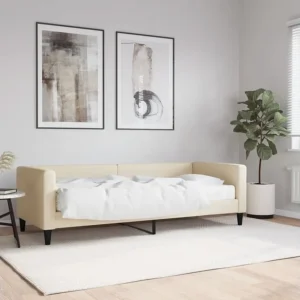 Sofá-cama com colchão 80x200 cm tecido cor creme para Bebés