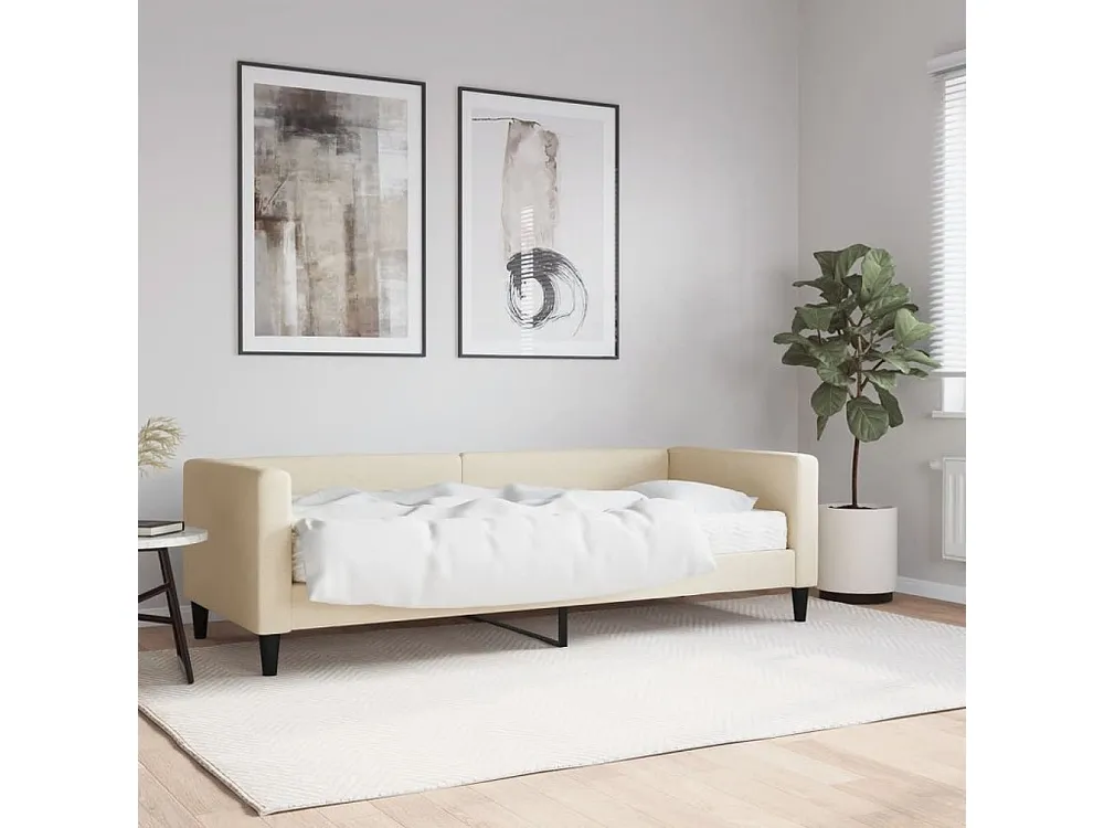 Sofá-cama com colchão 80x200 cm tecido cor creme para Bebés