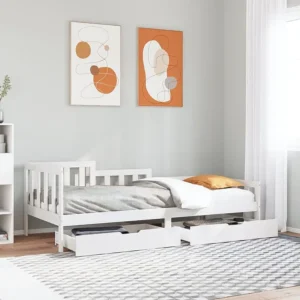 Sofá-cama com gavetas 90x190 cm madeira de pinho maciç para Mudanç de Casa