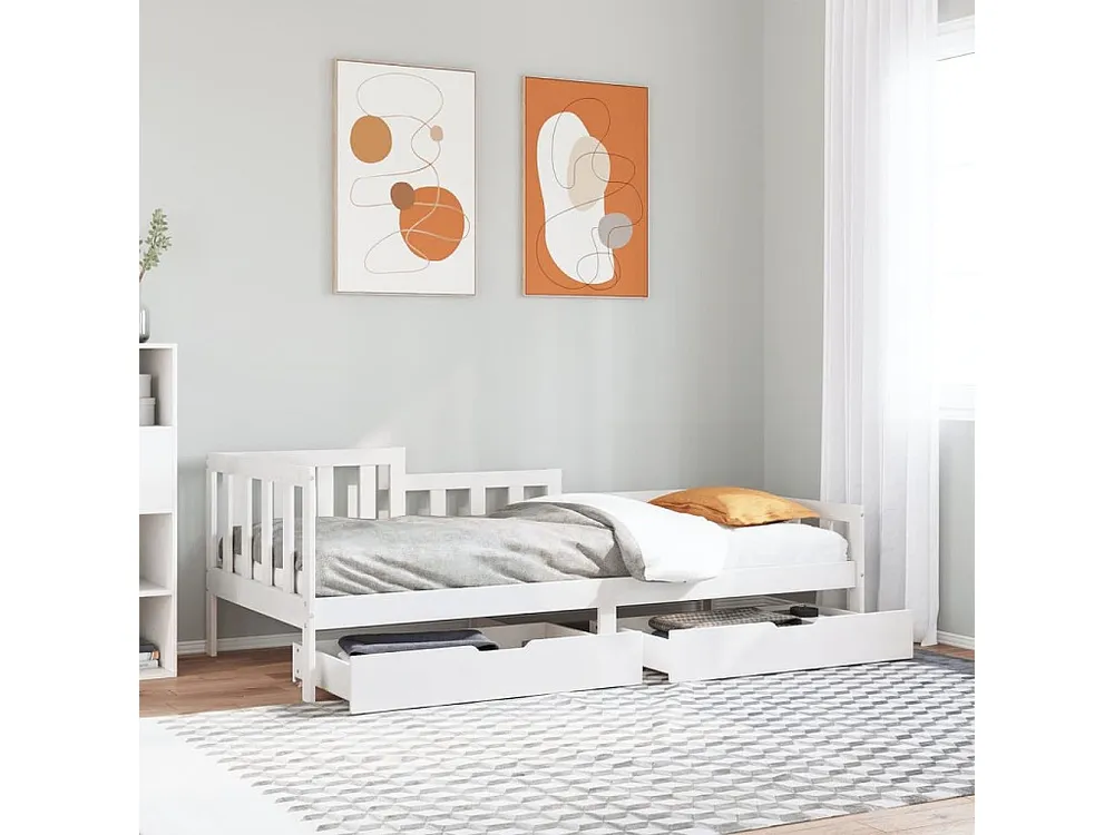 Sofá-cama com gavetas 90x190 cm madeira de pinho maciç para Mudanç de Casa