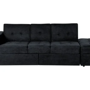 Sofá-cama de 3 lugares com repousa-pés preto FALSTER com Garantia de Troca