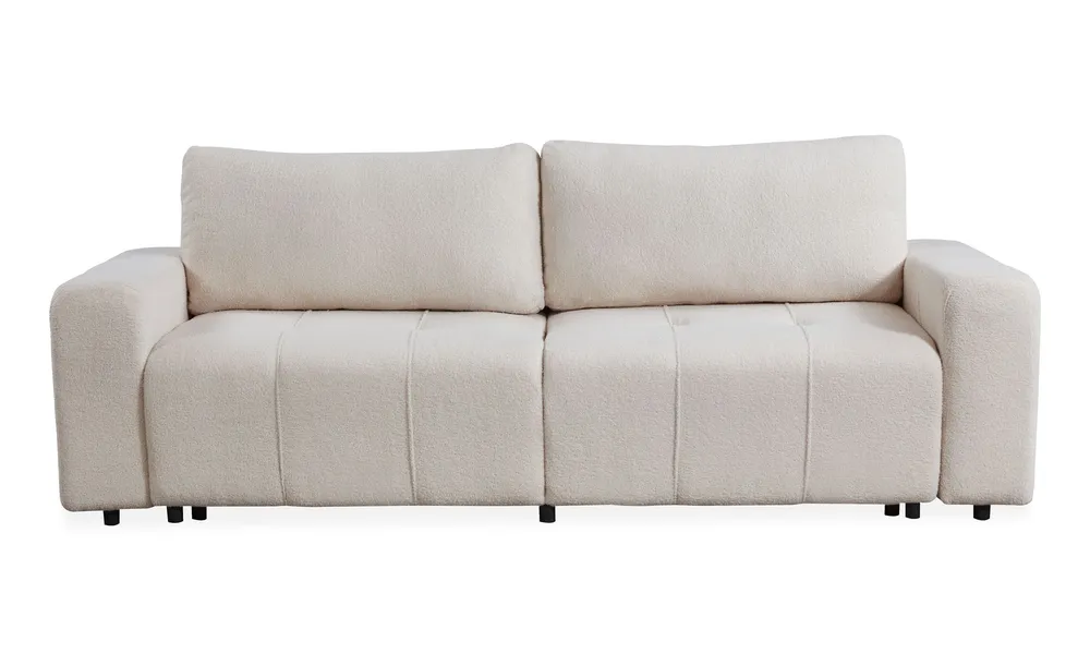 Sofá-cama de 3 lugares Nublado Tissu bouclette Crème - 600 Fios