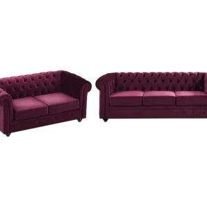 Sofás de 3 lugares e 2 lugares em veludo roxo CHESTERFIELD em Tons Pastel