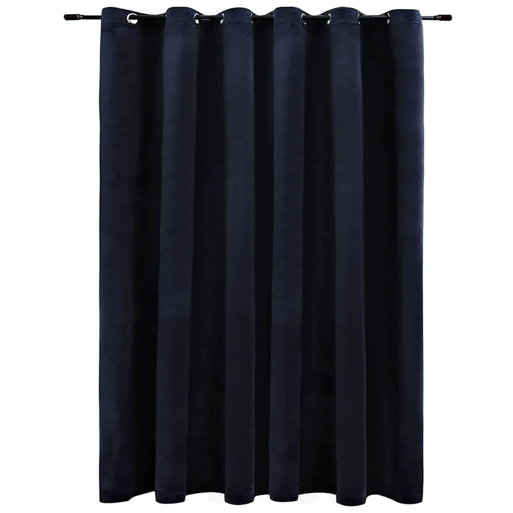 Cortina blackout com argolas em metálico 290x245 cm veludo preto